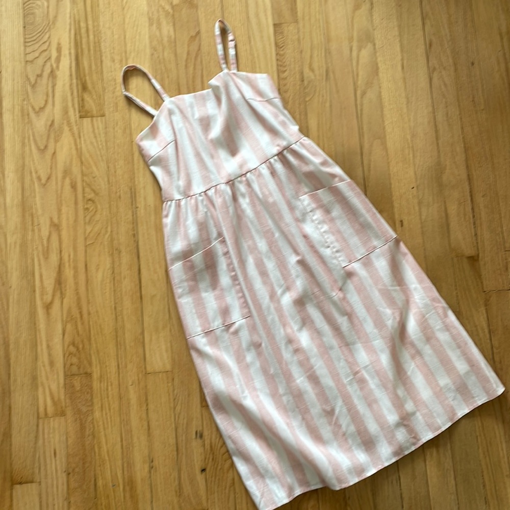 hem & thread Striped Tea Length Dress